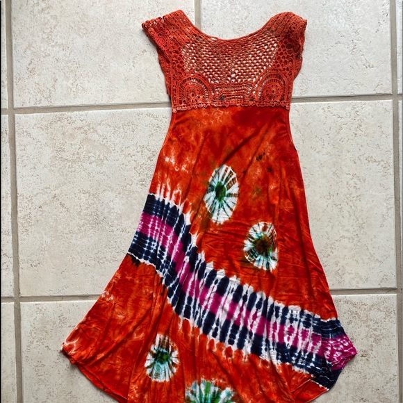 India Boutique Dresses & Skirts - Crochet Tie Dye Dress Asymmetrical